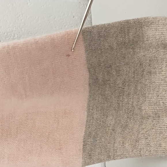 Pink & Taupe Grey Wide Stripe Fine Gauge Knit Sweater XL - Picture 8 of 10